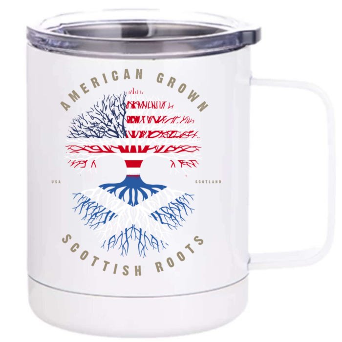 American Grown Scottish Roots Scotland Flag Gift Front & Back 12oz Stainless Steel Tumbler Cup