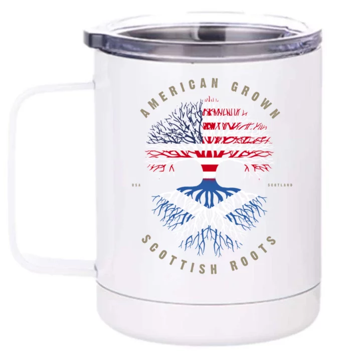 American Grown Scottish Roots Scotland Flag Gift Front & Back 12oz Stainless Steel Tumbler Cup