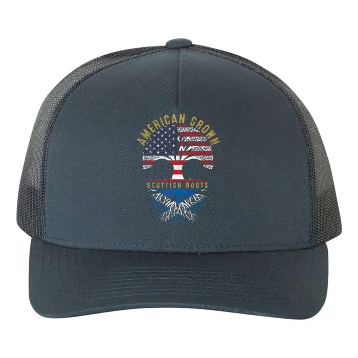 American Grown Scottish Roots Tree Flag Family Heritage Gift Yupoong Adult 5-Panel Trucker Hat