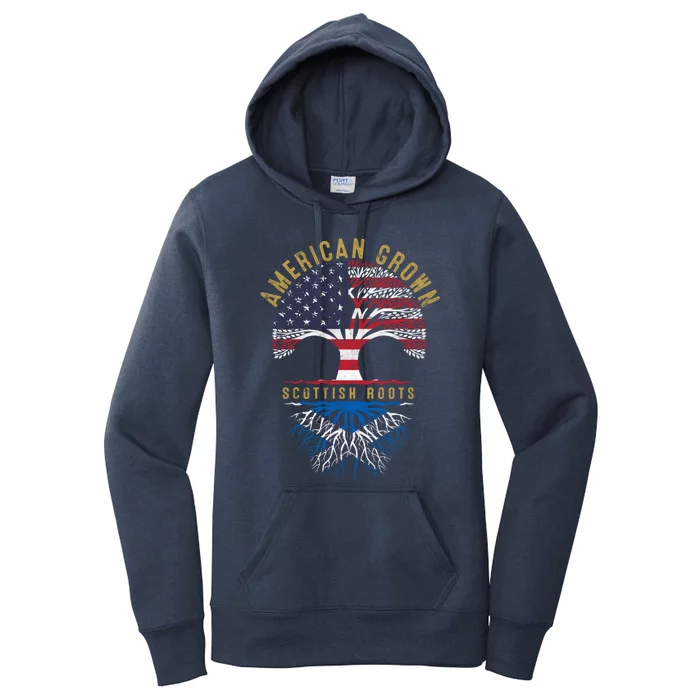 American Grown Scottish Roots Tree Flag Family Heritage Gift Women's Pullover Hoodie