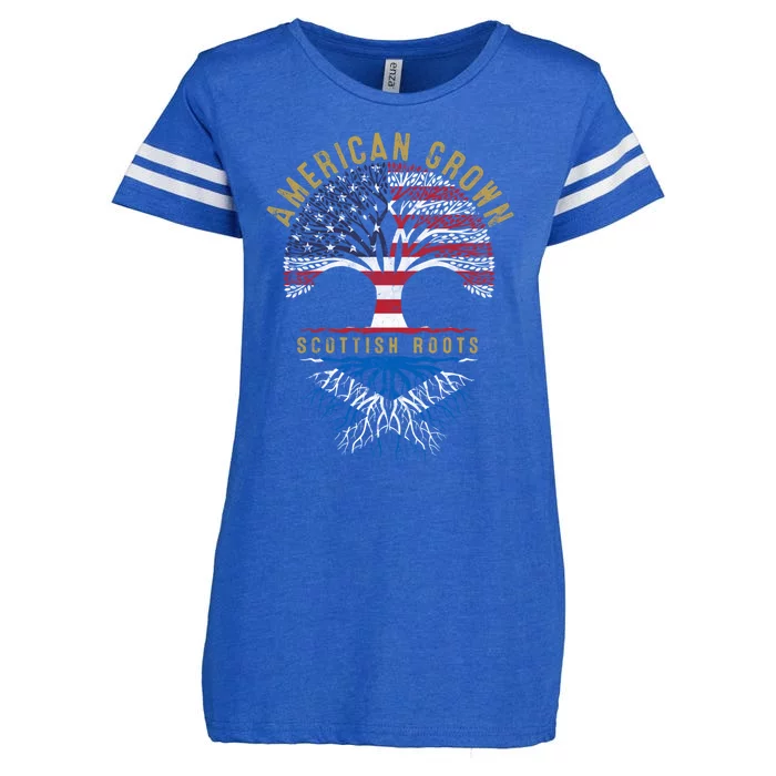 American Grown Scottish Roots Tree Flag Family Heritage Gift Enza Ladies Jersey Football T-Shirt