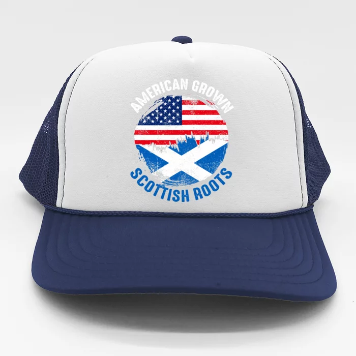 American Grown Scottish Roots Vintage Flags Gift Trucker Hat