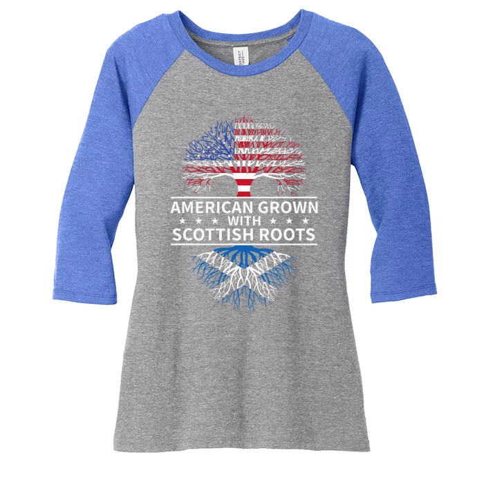 American Grown Scottish Roots Scotland Women's Tri-Blend 3/4-Sleeve Raglan Shirt