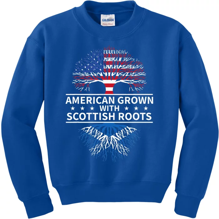 American Grown Scottish Roots Scotland Kids Sweatshirt