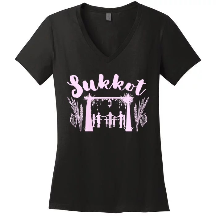 And Girls Sukkah Feast Of Tabernacles Sukkot Women's V-Neck T-Shirt