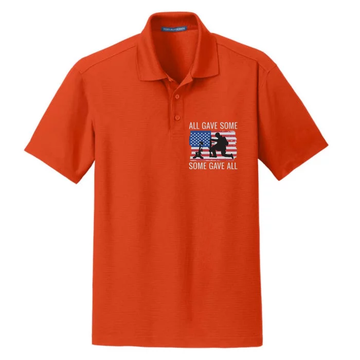 All Gave Some Some Gave All American Flag Memorial Day Gift Dry Zone Grid Performance Polo