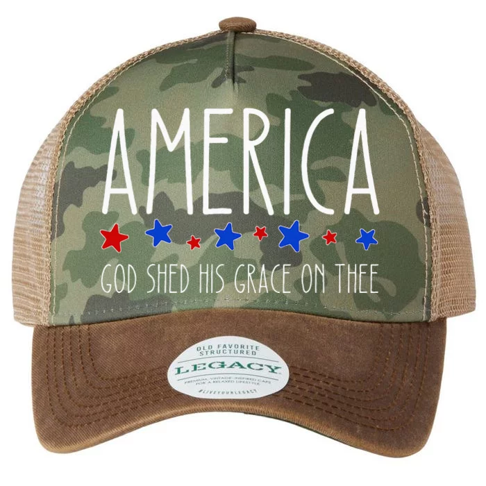 America God Shed His Grace On Thee 4th Of July Men Women Legacy Tie Dye Trucker Hat