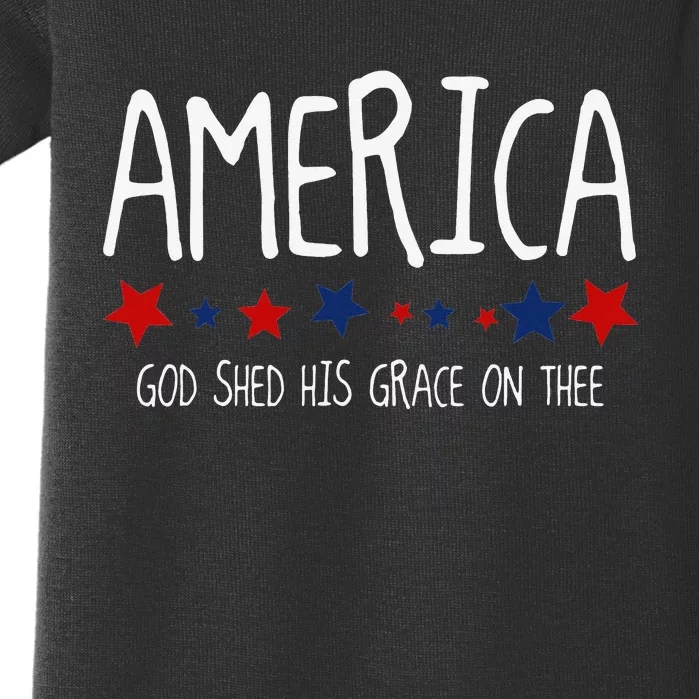 America God Shed His Grace on Thee Tee 4th of July Baby Bodysuit