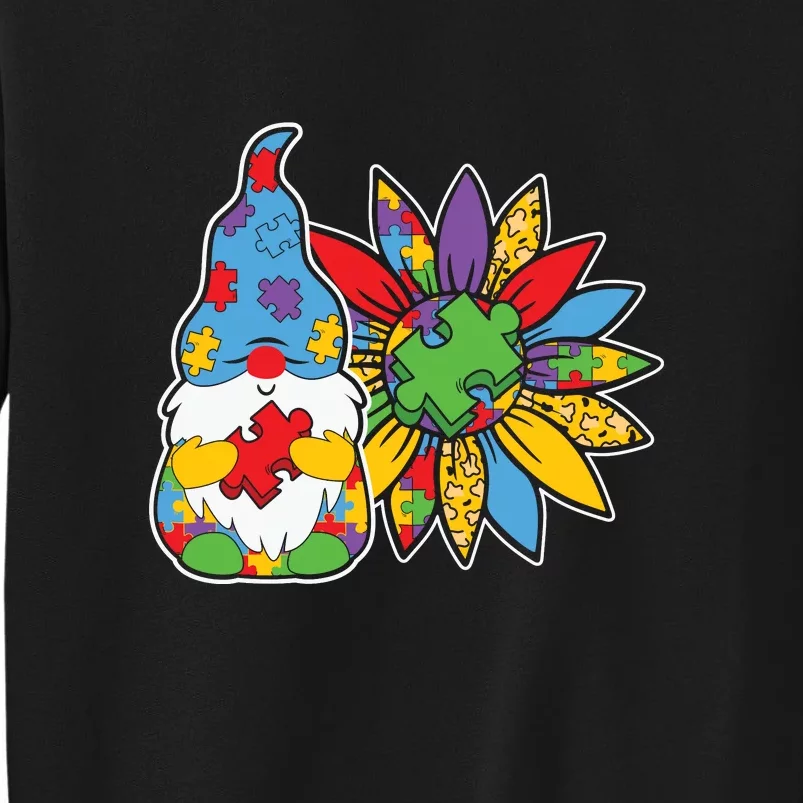 Autism Gnome Sunflower Autism Awareness Day Gift Tall Sweatshirt