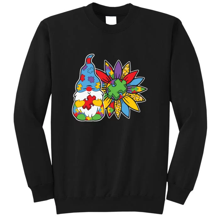 Autism Gnome Sunflower Autism Awareness Day Gift Tall Sweatshirt