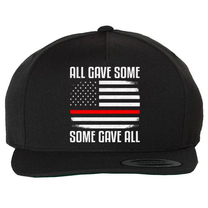 All Gave Some Some Gave All Firefighter Thin Red Line Cute Gift Wool Snapback Cap