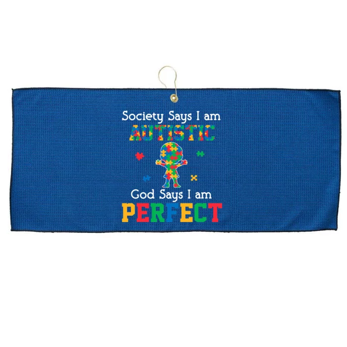 Autism God Says I Am Perfect Autism Awareness Large Microfiber Waffle Golf Towel