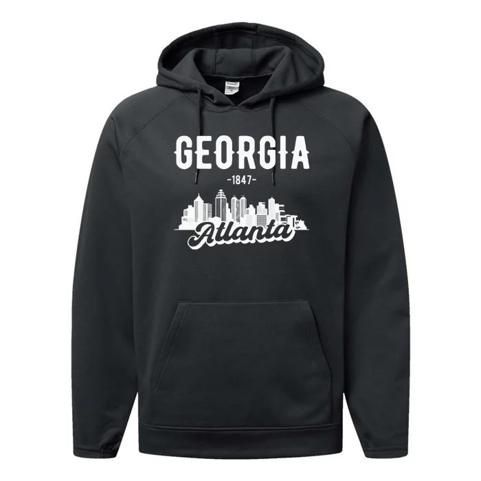 Atlanta Georgia Skyline Performance Fleece Hoodie