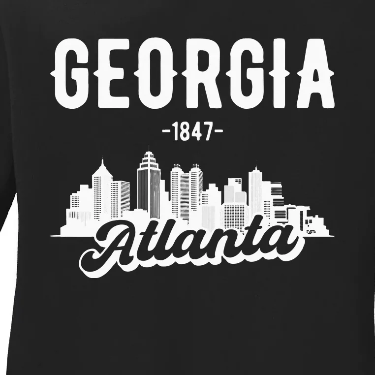 Atlanta Georgia Skyline Ladies Long Sleeve Shirt