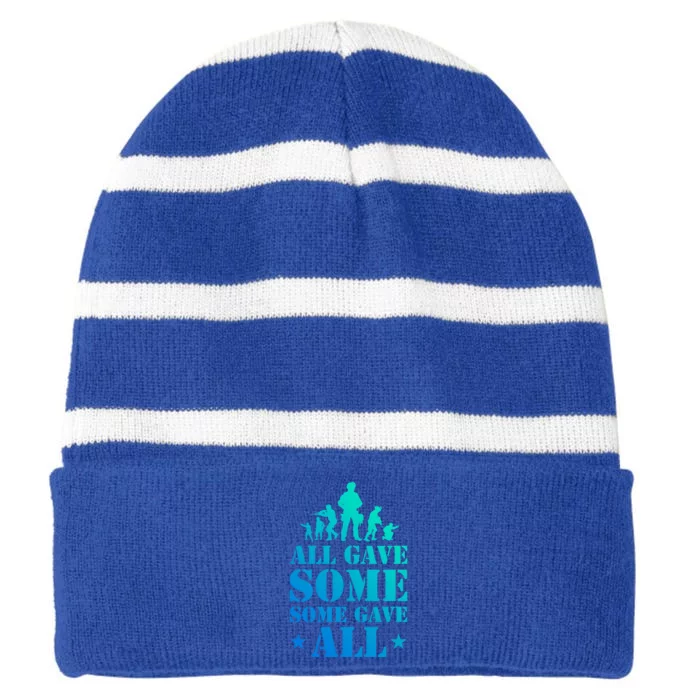 All Gave Some Some Gave All Gift Veterans Gift Striped Beanie with Solid Band