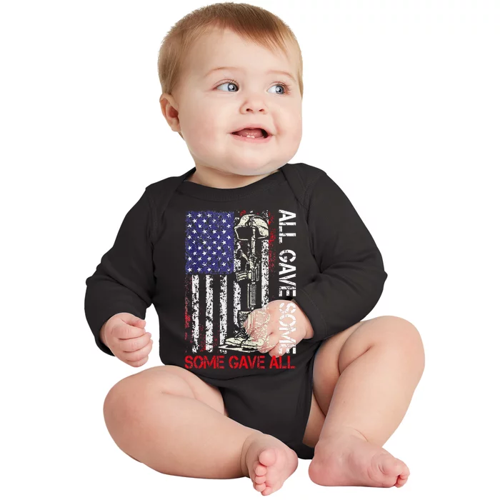 All Gave Some Some Gave All Flag Veteran Memorials Day Men Baby Long Sleeve Bodysuit