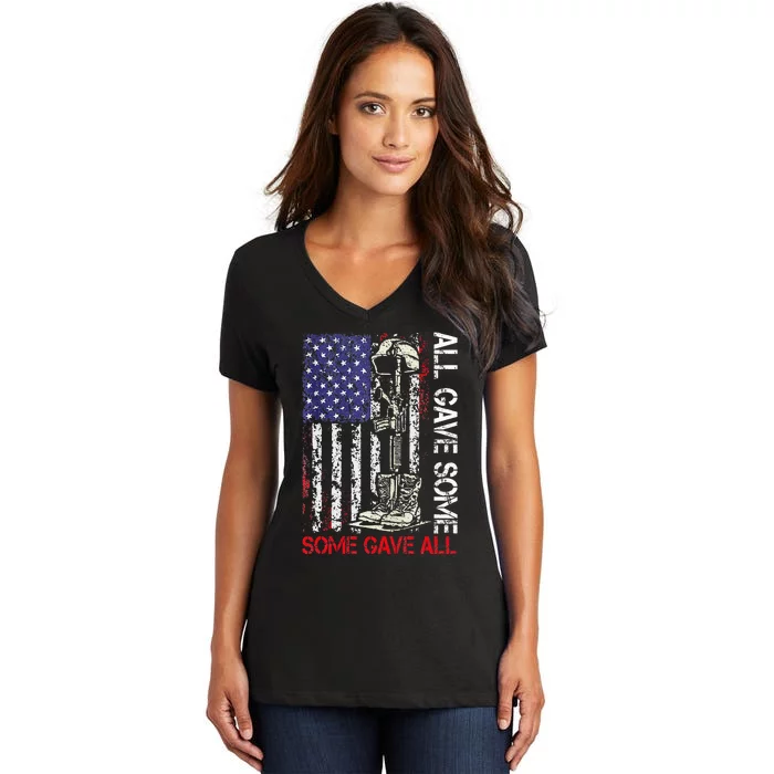 All Gave Some Some Gave All Flag Veteran Memorials Day Men Women's V-Neck T-Shirt