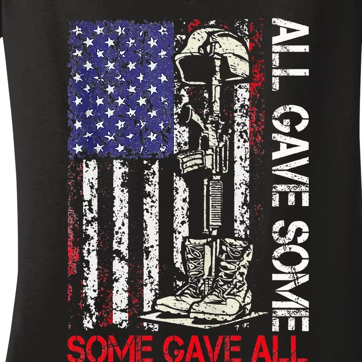 All Gave Some Some Gave All Flag Veteran Memorials Day Men Women's V-Neck T-Shirt