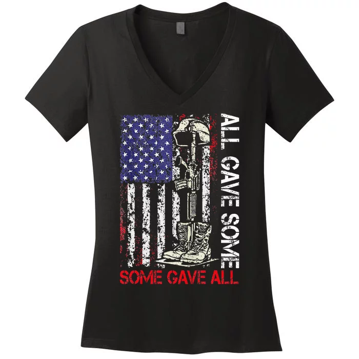 All Gave Some Some Gave All Flag Veteran Memorials Day Men Women's V-Neck T-Shirt