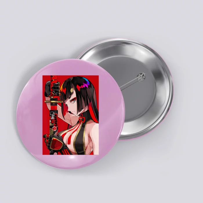 Anime Girl Samurai Waifu Japanese Aesthetic Otaku Weeb Button