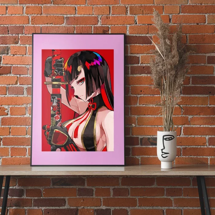 Anime Girl Samurai Waifu Japanese Aesthetic Otaku Weeb Poster