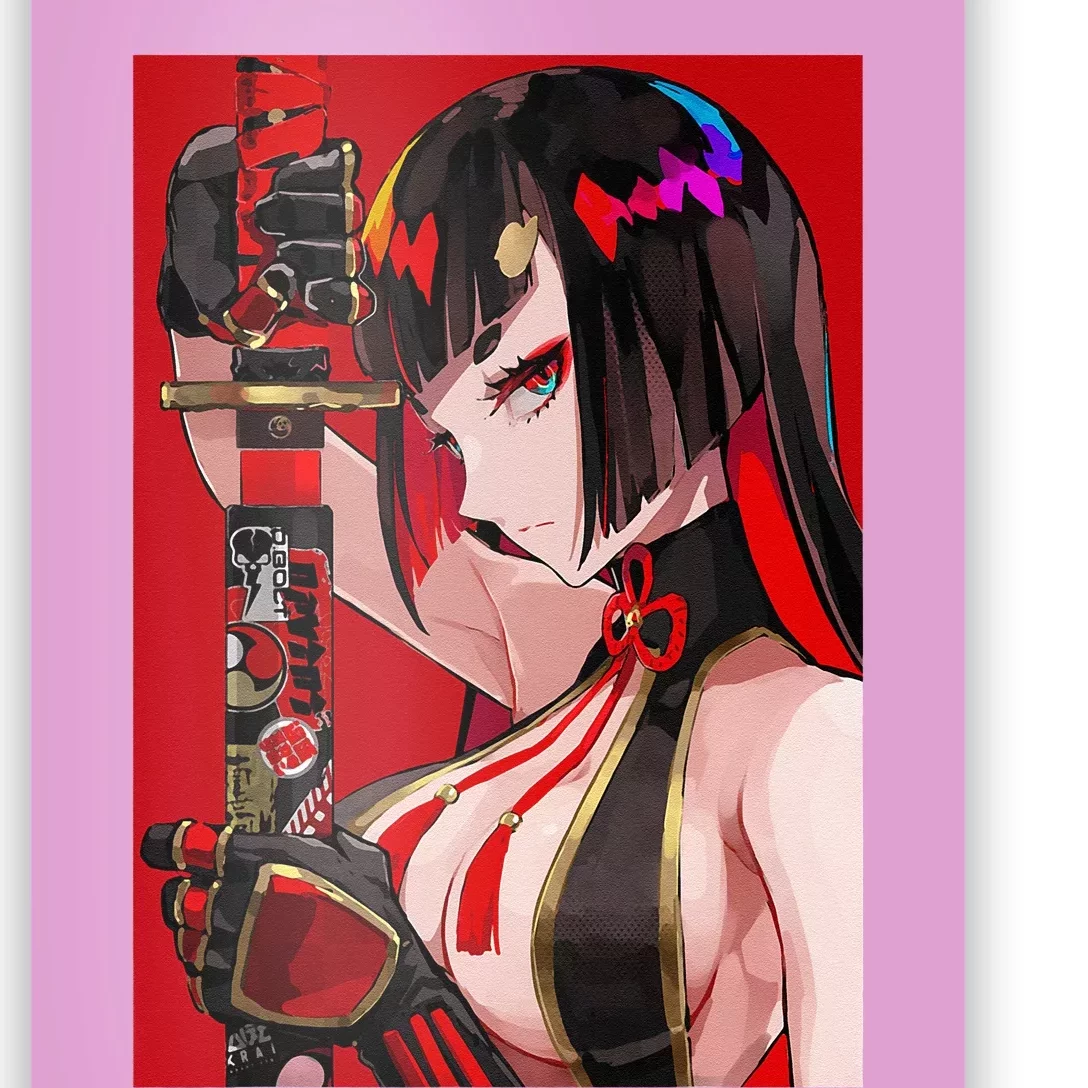 Anime Girl Samurai Waifu Japanese Aesthetic Otaku Weeb Poster