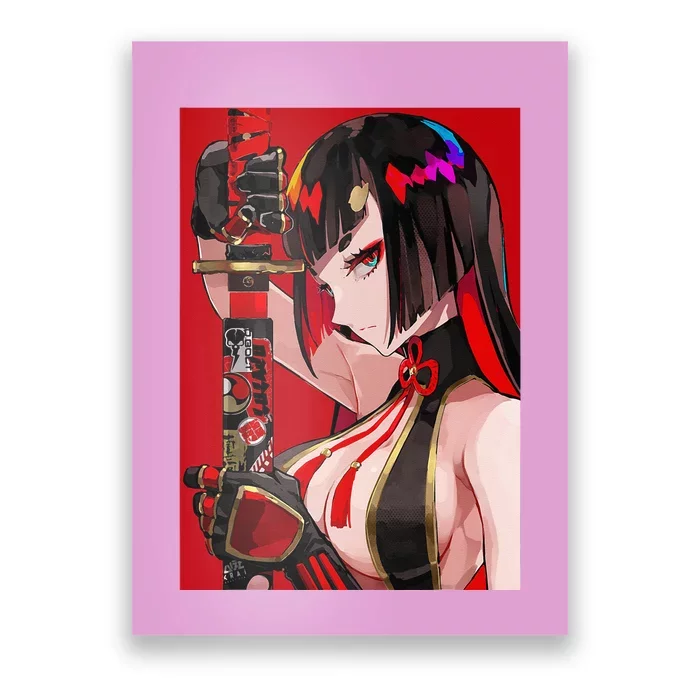 Anime Girl Samurai Waifu Japanese Aesthetic Otaku Weeb Poster