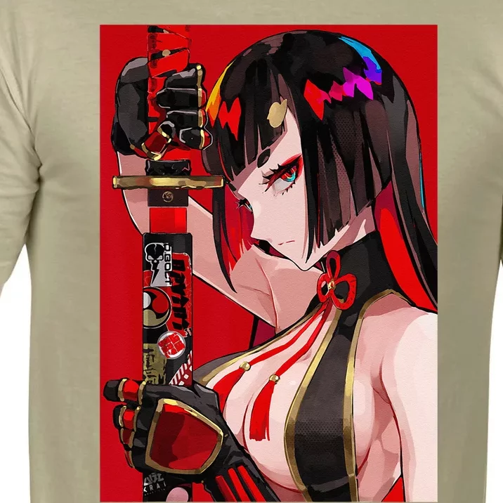 Anime Girl Samurai Waifu Japanese Aesthetic Otaku Weeb Comfort Colors T-Shirt