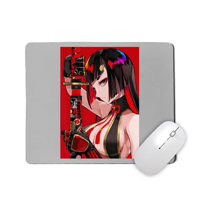 Anime Girl Samurai Waifu Japanese Aesthetic Otaku Weeb Mousepad