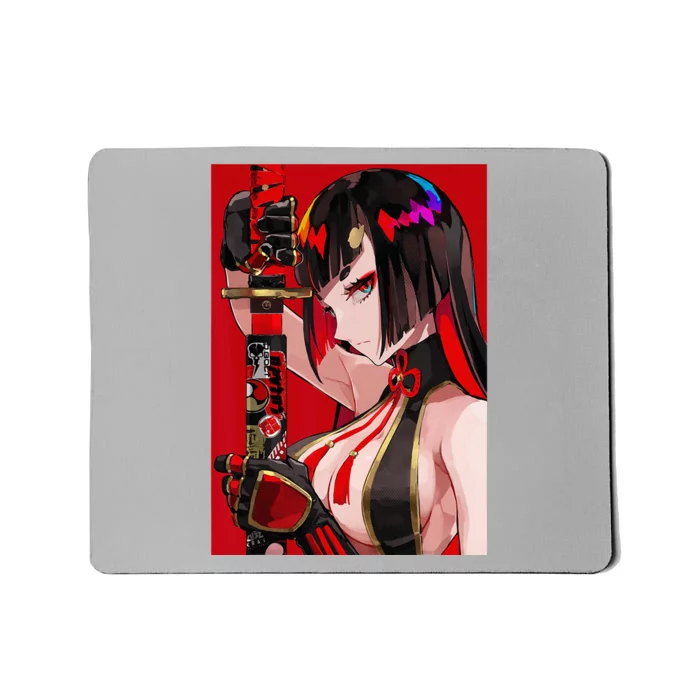 Anime Girl Samurai Waifu Japanese Aesthetic Otaku Weeb Mousepad