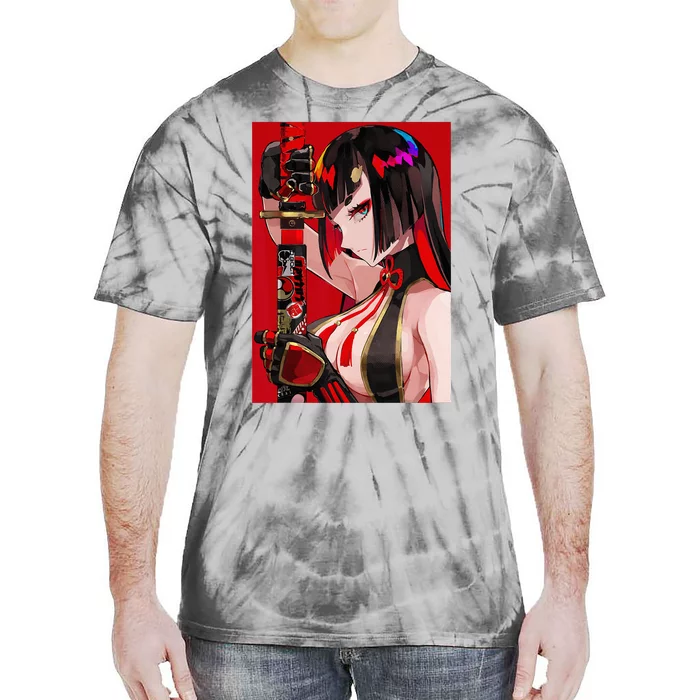 Anime Girl Samurai Waifu Japanese Aesthetic Otaku Weeb Tie-Dye T-Shirt