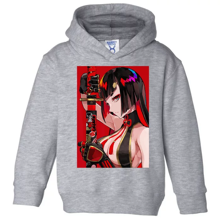 Anime Girl Samurai Waifu Japanese Aesthetic Otaku Weeb Toddler Hoodie