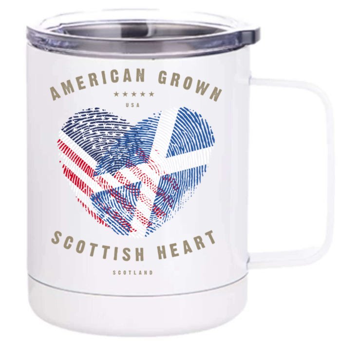 American Grown Scottish Heart Love Scotland Flag Gift Front & Back 12oz Stainless Steel Tumbler Cup