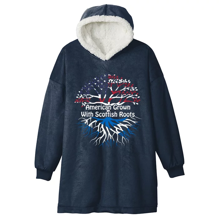 American Grown Scottish Roots Heritage Pride Gift Hooded Wearable Blanket