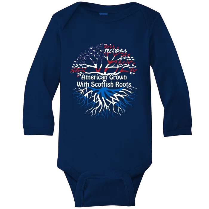 American Grown Scottish Roots Heritage Pride Gift Baby Long Sleeve Bodysuit