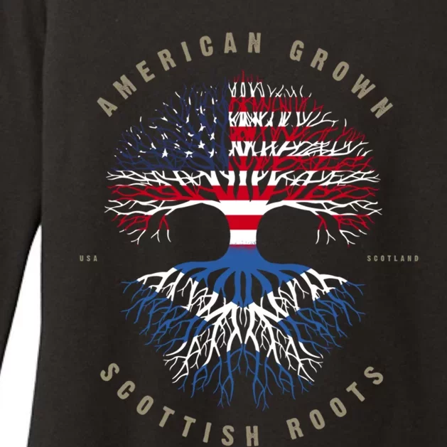 American Grown Scottish Roots Scotland Flag Gift Womens CVC Long Sleeve Shirt