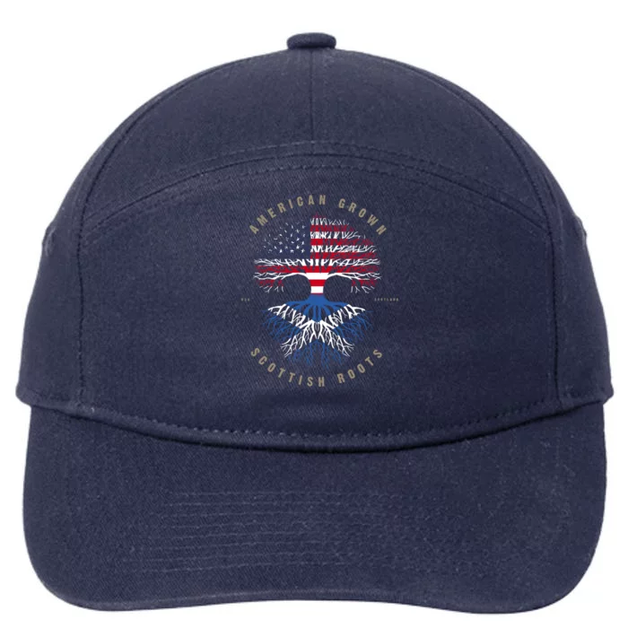 American Grown Scottish Roots Scotland Flag Gift 7-Panel Snapback Hat