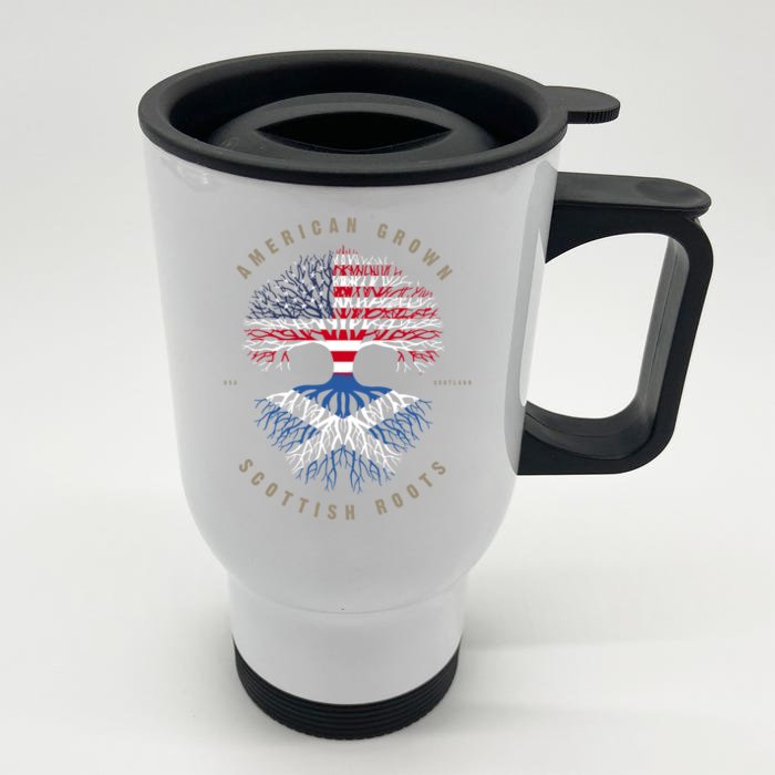 American Grown Scottish Roots Scotland Flag Gift Front & Back Stainless Steel Travel Mug