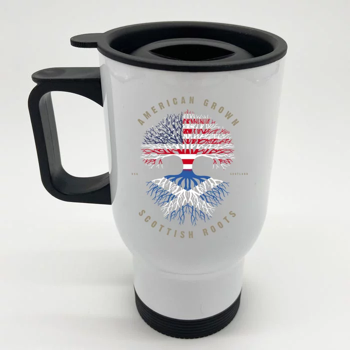 American Grown Scottish Roots Scotland Flag Gift Front & Back Stainless Steel Travel Mug