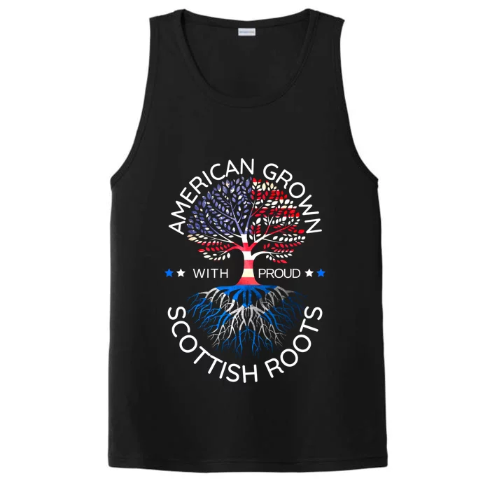 American Grown Scottish Roots Scotland Usa Heritage Tree Gift Performance Tank