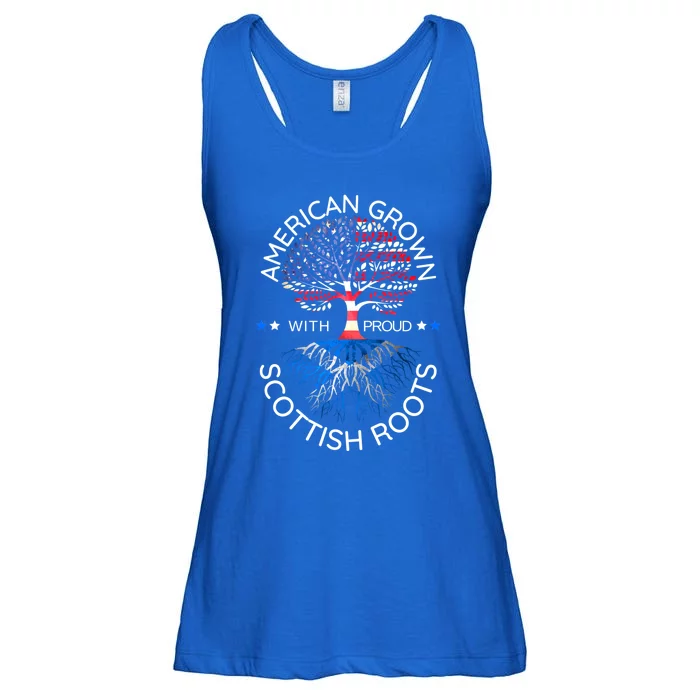 American Grown Scottish Roots Scotland Usa Heritage Tree Gift Ladies Essential Flowy Tank