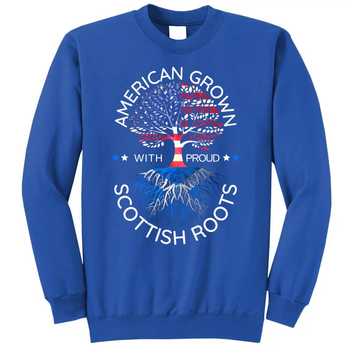 American Grown Scottish Roots Scotland Usa Heritage Tree Gift Tall Sweatshirt