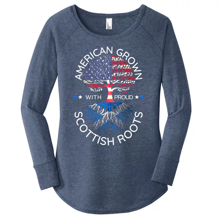 American Grown Scottish Roots Scotland Usa Heritage Tree Gift Women's Perfect Tri Tunic Long Sleeve Shirt