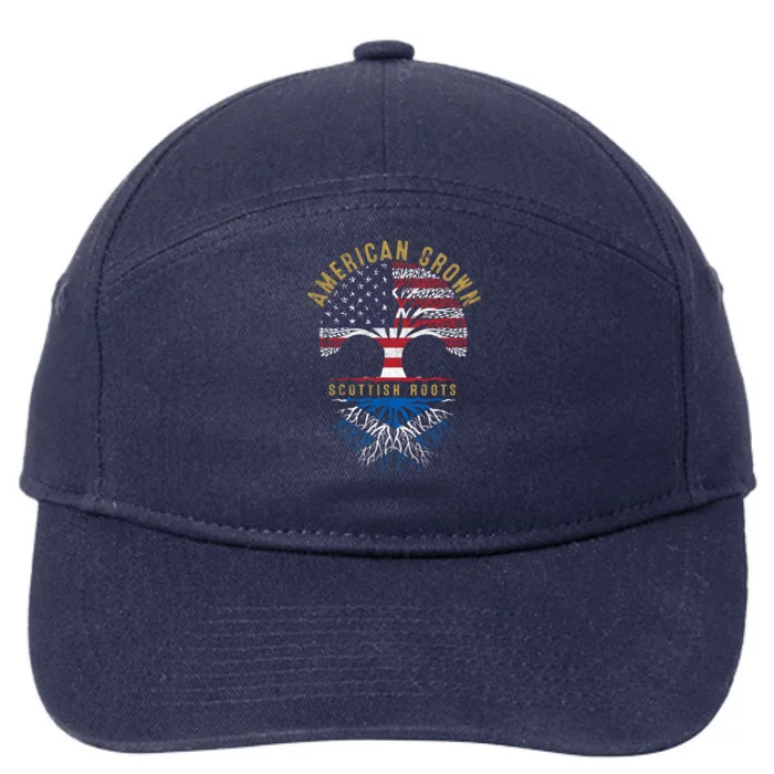 American Grown Scottish Roots Tree Flag Family Heritage Great Gift 7-Panel Snapback Hat