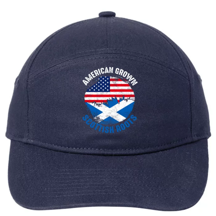 American Grown Scottish Roots Vintage Flags Great Gift 7-Panel Snapback Hat