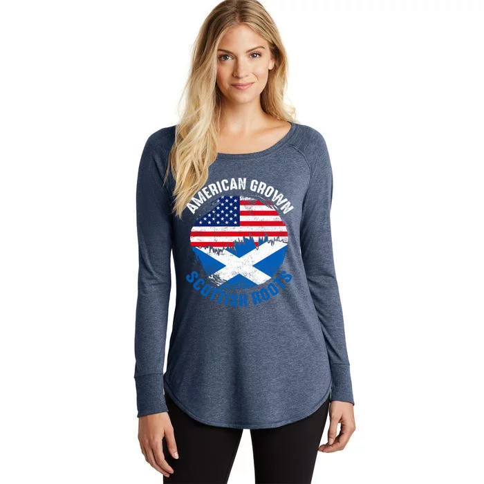 American Grown Scottish Roots Vintage Flags Great Gift Women's Perfect Tri Tunic Long Sleeve Shirt