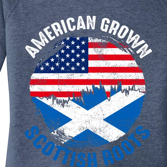 American Grown Scottish Roots Vintage Flags Great Gift Women's Perfect Tri Tunic Long Sleeve Shirt