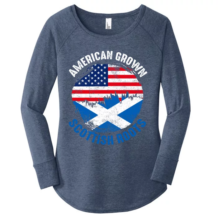 American Grown Scottish Roots Vintage Flags Great Gift Women's Perfect Tri Tunic Long Sleeve Shirt