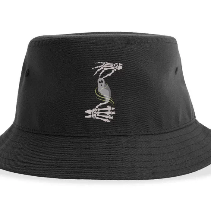 ASL Ghost Spooky Halloween For Deaf Community Sustainable Bucket Hat