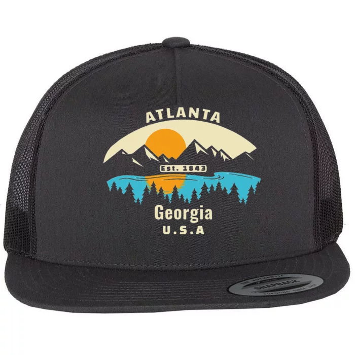 Atlanta Georgia Souvenir Mountain Sunset River Flat Bill Trucker Hat